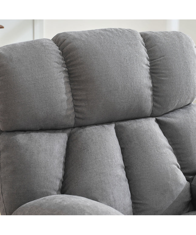 JONPONY Manual Recliner Chair with Heat Therapy and Massage Function, Heavy Duty Reclining Mechanism Massage Chair, Elderly Single Rocker Sofa with Cup Holders for Bedroom Home Theater,Grey, B1273