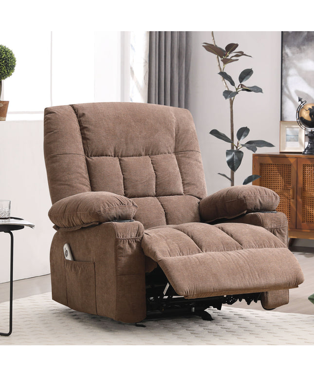 JONPONY Recliner Chair, Swivel Rocker Recliner Chair for Adults, Upholstered Manual Recliner with Side Pockets,Massage Swivel Rocker Recliner Chair for Living Room, Grey