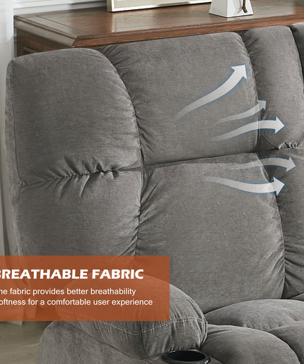 JONPONY Reclining Loveseat with Cup Holders for Living Room 2 Seat Manual Loveseat Recliner with Side Pocket,Grey