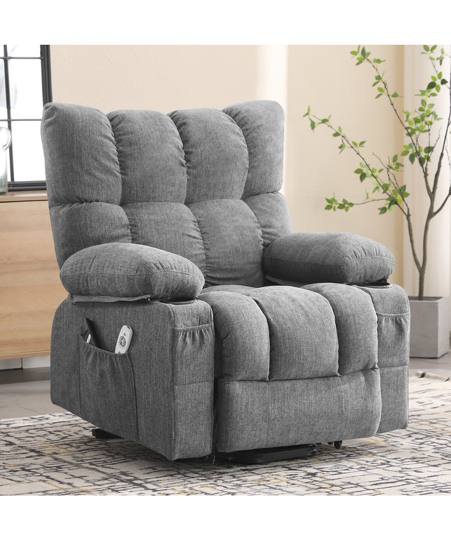 JONPONY Power Lift Recliner Chair for Elderly with Heat and Vibration Massage Recliner Chair with USB Charge Port for Living Room- Infinite Position, Side Pocket,Grey