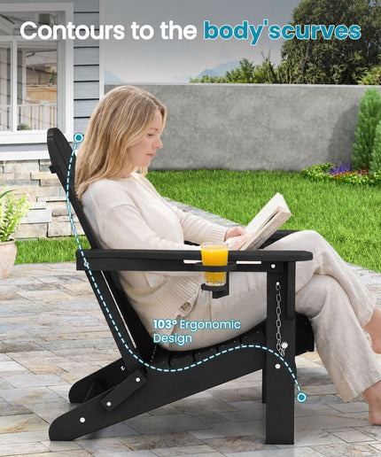 JONPONY Folding Adirondack Chair – Outdoor Patio & Backyard Seating