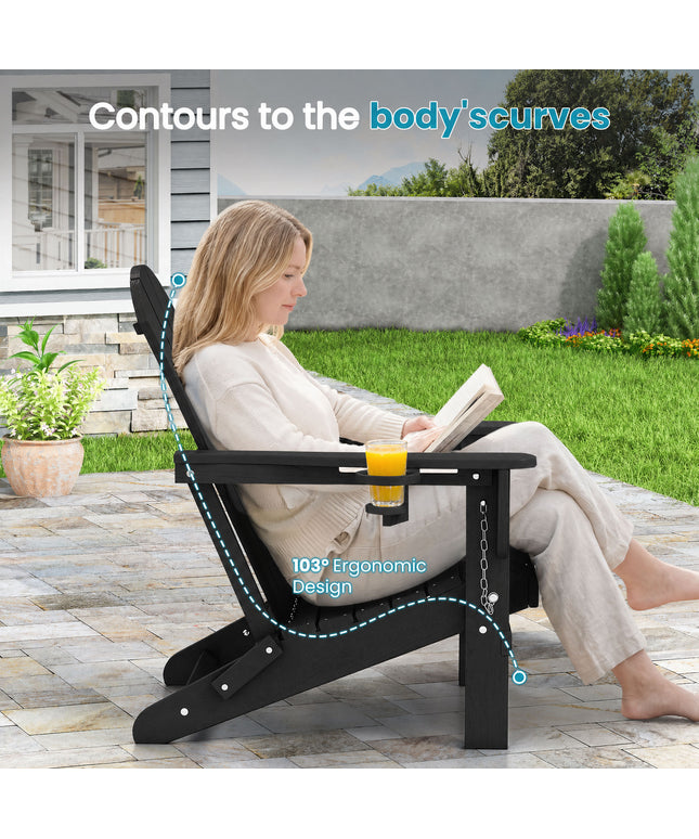 JONPONY Folding Adirondack Chair – Outdoor Patio & Backyard Seating
