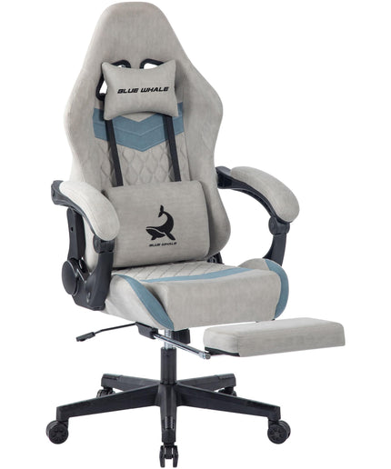 JONPONY Big and Tall Gaming Chair, Ergonomic Design, Gamer Chair PU Leather with Footrest and Lumbar Support, High Back Office Chair Support 8 Hours Long Sitting, Computer Chair,Grey