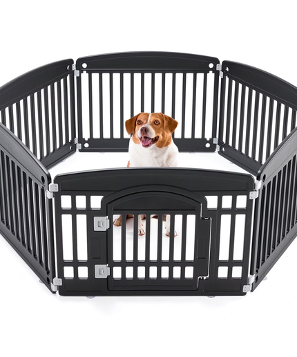 JONPONY Dog Playpen, Foldable Pet Pen with Door & Pet Safety Lock, Indoor/Outdoor Puppy Playpen, Customizable