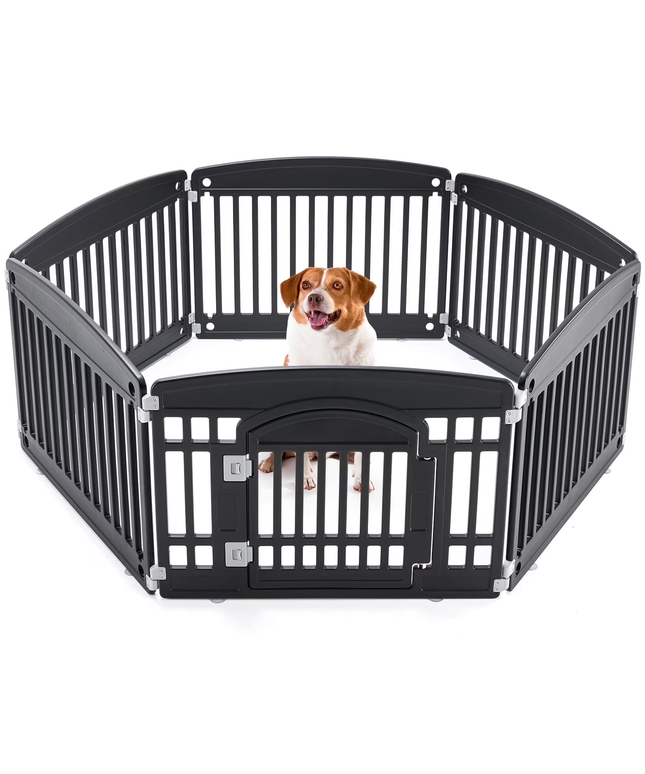 JONPONY Dog Playpen, Foldable Pet Pen with Door & Pet Safety Lock, Indoor/Outdoor Puppy Playpen, Customizable