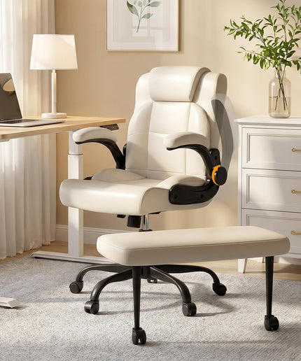 Jonpony Cross Legged Office Chair with Arms, Wide Criss Cross Chair with Wheels, 360° Rotating Footrest, Height Adjustable Swivel Chair for ADHD, Heavy Duty Ergonomic Office Chair for Home Office Relaxing