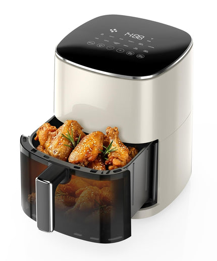 JONPONY Air Fryer 6 Quart with Window, Square Air Fryer 12-in-1 Air Fry, Roast, Reheat, Dehydrate, Fries, Custard, Chicken, Wings, Sea Food, Vegetabels, 400F