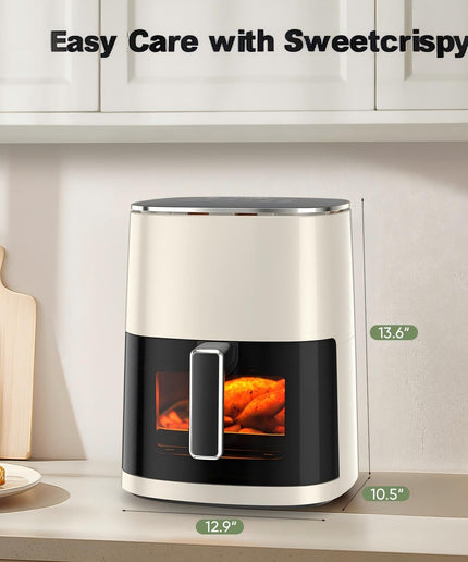 JONPONY Air Fryer 6 Quart with Window, Square Air Fryer 12-in-1 Air Fry, Roast, Reheat, Dehydrate, Fries, Custard, Chicken, Wings, Sea Food, Vegetabels, 400F