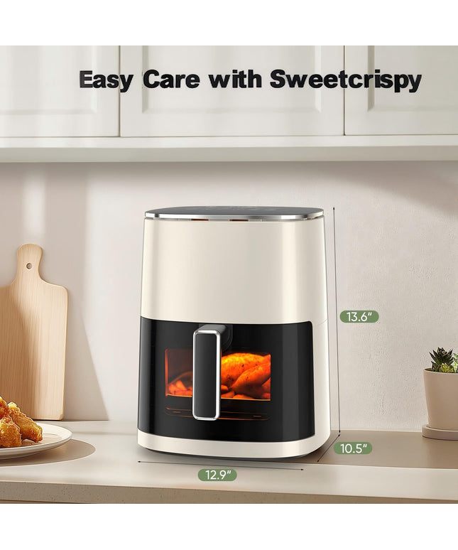 JONPONY Air Fryer 6 Quart with Window, Square Air Fryer 12-in-1 Air Fry, Roast, Reheat, Dehydrate, Fries, Custard, Chicken, Wings, Sea Food, Vegetabels, 400F