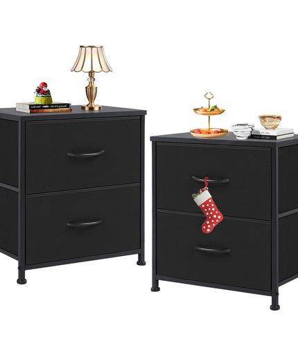 JONPONY Bedside Table, Side Table, Fabric Drawer Cabinet, Narrow Cabinet, Chest of Drawers, Bedroom, Industrial Style for Living Room, Children's Room, Hallway Storage Cabinet