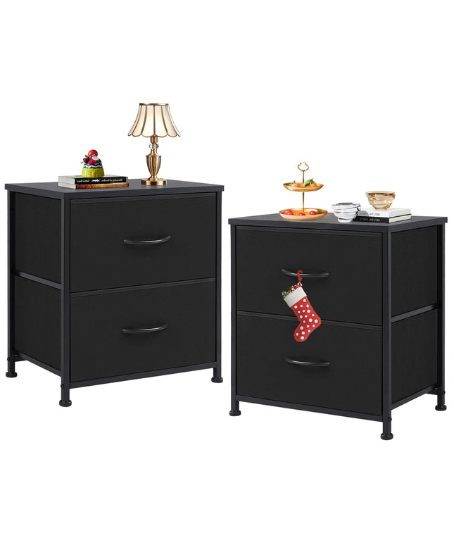 JONPONY Bedside Table, Side Table, Fabric Drawer Cabinet, Narrow Cabinet, Chest of Drawers, Bedroom, Industrial Style for Living Room, Children's Room, Hallway Storage Cabinet