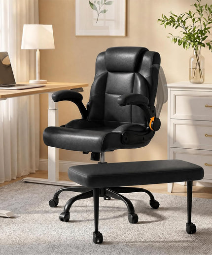 Jonpony Cross Legged Office Chair with Arms, Wide Criss Cross Chair with Wheels, 360° Rotating Footrest, Height Adjustable Swivel Chair for ADHD, Heavy Duty Ergonomic Office Chair for Home Office Relaxing