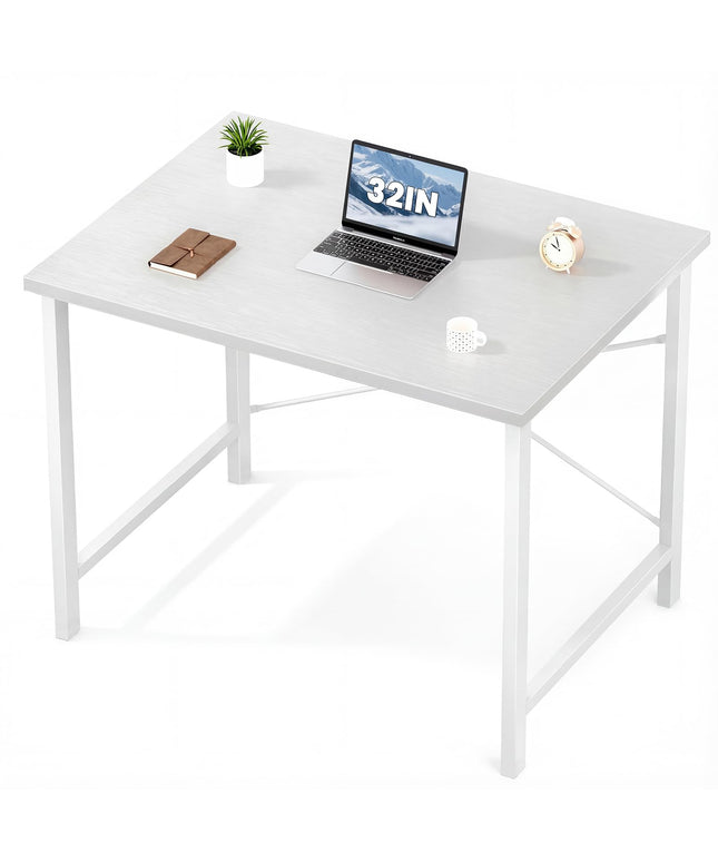 JONPONY Small Computer Desk for Home Office, 32 Inch Writing Desk for Small Spaces, Study Table with X-Shaped Reinforcement, Sturdy Bedroom Table with Metal Frame, Easy Assembly