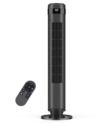 JONPONY Tower Fan for Bedroom, 28dB Quiet Floor Standing Fan with Remote, 12H Timer, 5 Speeds, 4 Modes, LED Display, Portable Bladeless Oscillating Cooling Fan for Indoor, Home, Office