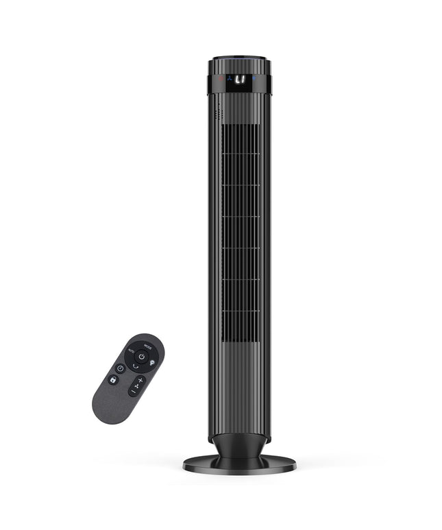 JONPONY Tower Fan for Bedroom, 28dB Quiet Floor Standing Fan with Remote, 12H Timer, 5 Speeds, 4 Modes, LED Display, Portable Bladeless Oscillating Cooling Fan for Indoor, Home, Office