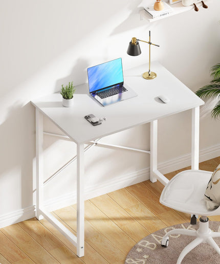 JONPONY Small Computer Desk for Home Office, 32 Inch Writing Desk for Small Spaces, Study Table with X-Shaped Reinforcement, Sturdy Bedroom Table with Metal Frame, Easy Assembly