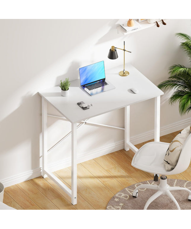 JONPONY Small Computer Desk for Home Office, 32 Inch Writing Desk for Small Spaces, Study Table with X-Shaped Reinforcement, Sturdy Bedroom Table with Metal Frame, Easy Assembly