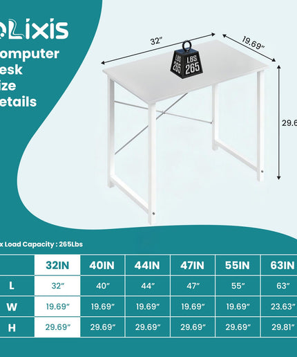 JONPONY Small Computer Desk for Home Office, 32 Inch Writing Desk for Small Spaces, Study Table with X-Shaped Reinforcement, Sturdy Bedroom Table with Metal Frame, Easy Assembly