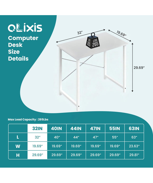 JONPONY Small Computer Desk for Home Office, 32 Inch Writing Desk for Small Spaces, Study Table with X-Shaped Reinforcement, Sturdy Bedroom Table with Metal Frame, Easy Assembly