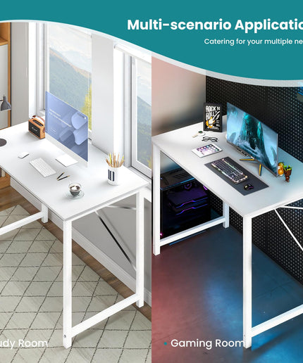 JONPONY Small Computer Desk for Home Office, 32 Inch Writing Desk for Small Spaces, Study Table with X-Shaped Reinforcement, Sturdy Bedroom Table with Metal Frame, Easy Assembly
