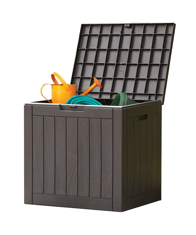 JONPONY Deck Box with 31 Gallon Capacity, Weatherproof Resin Lockable Outdoor Storage for Secure Package Deliveries and Indoor Storage in Garden or Patio, Backyard