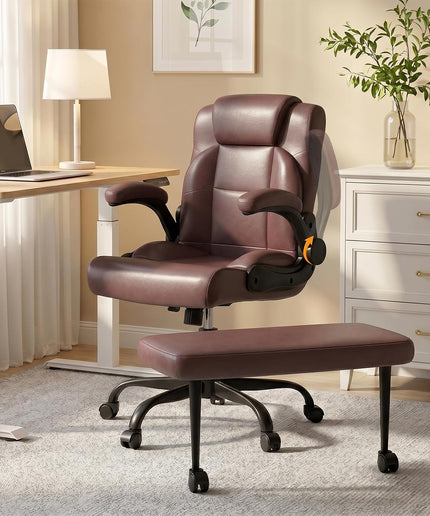 Jonpony Cross Legged Office Chair with Arms, Wide Criss Cross Chair with Wheels, 360° Rotating Footrest, Height Adjustable Swivel Chair for ADHD, Heavy Duty Ergonomic Office Chair for Home Office Relaxing