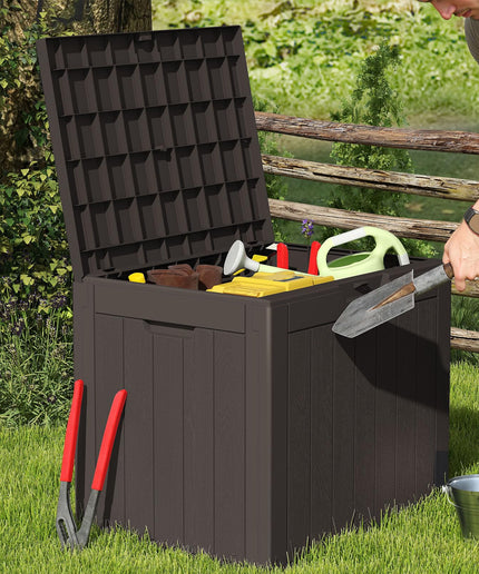 JONPONY Deck Box with 31 Gallon Capacity, Weatherproof Resin Lockable Outdoor Storage for Secure Package Deliveries and Indoor Storage in Garden or Patio, Backyard