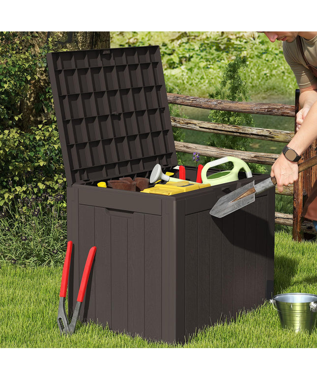 JONPONY Deck Box with 31 Gallon Capacity, Weatherproof Resin Lockable Outdoor Storage for Secure Package Deliveries and Indoor Storage in Garden or Patio, Backyard