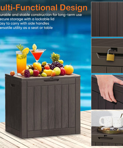 JONPONY Deck Box with 31 Gallon Capacity, Weatherproof Resin Lockable Outdoor Storage for Secure Package Deliveries and Indoor Storage in Garden or Patio, Backyard