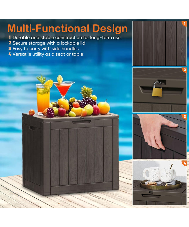JONPONY Deck Box with 31 Gallon Capacity, Weatherproof Resin Lockable Outdoor Storage for Secure Package Deliveries and Indoor Storage in Garden or Patio, Backyard