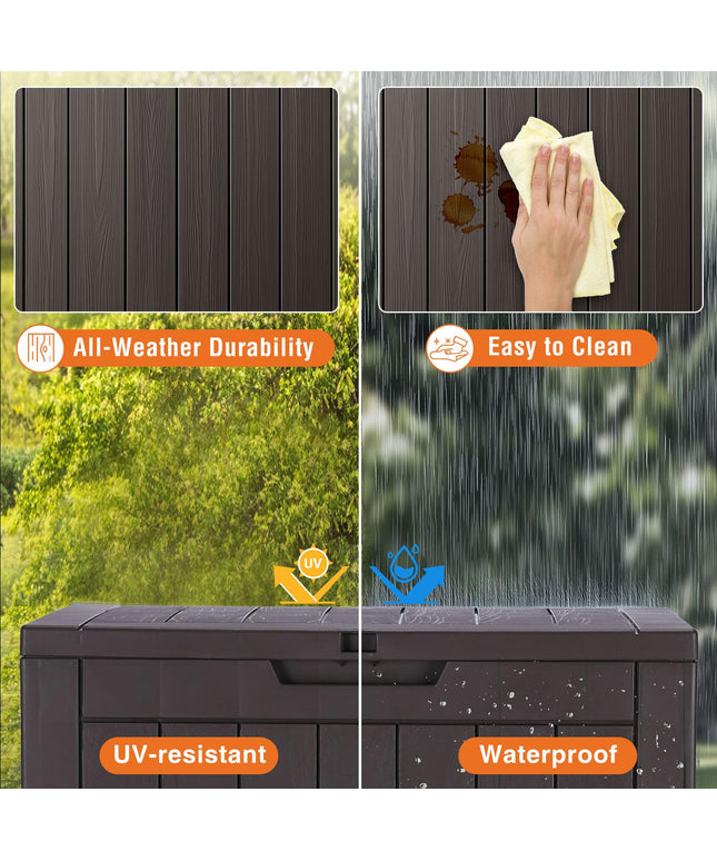 JONPONY Deck Box with 31 Gallon Capacity, Weatherproof Resin Lockable Outdoor Storage for Secure Package Deliveries and Indoor Storage in Garden or Patio, Backyard