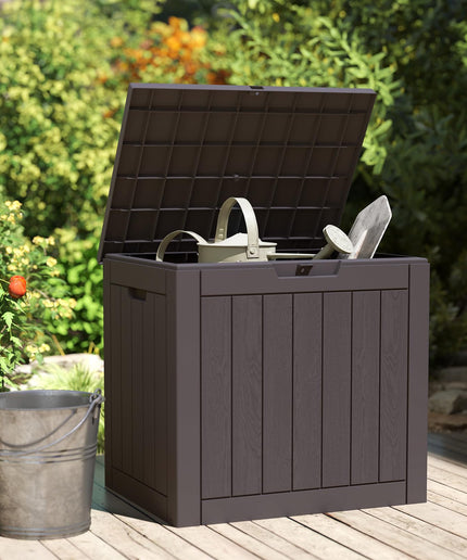 JONPONY Deck Box with 31 Gallon Capacity, Weatherproof Resin Lockable Outdoor Storage for Secure Package Deliveries and Indoor Storage in Garden or Patio, Backyard