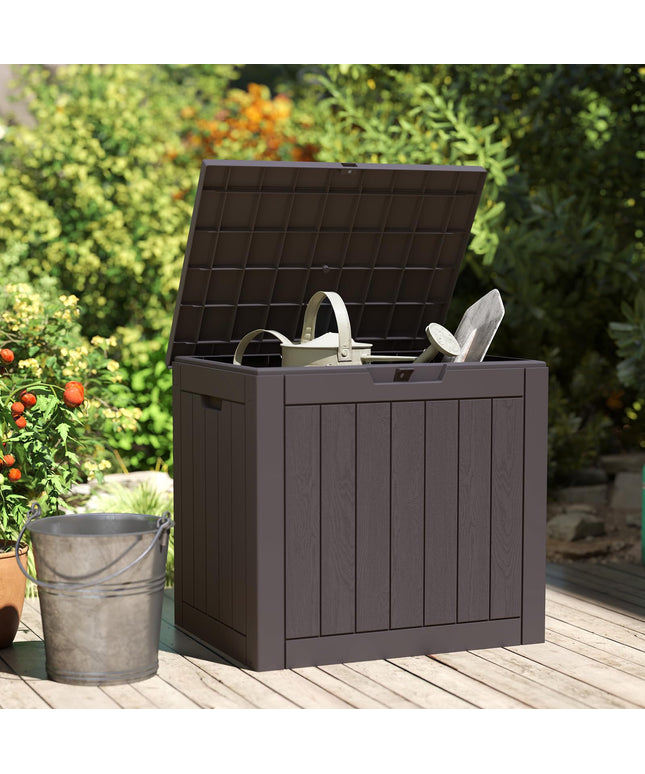 JONPONY Deck Box with 31 Gallon Capacity, Weatherproof Resin Lockable Outdoor Storage for Secure Package Deliveries and Indoor Storage in Garden or Patio, Backyard