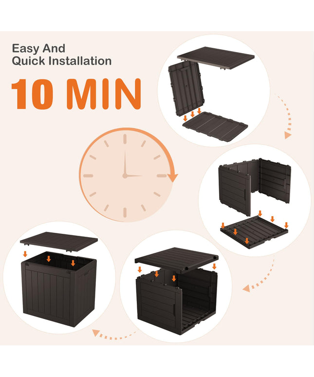 JONPONY Deck Box with 31 Gallon Capacity, Weatherproof Resin Lockable Outdoor Storage for Secure Package Deliveries and Indoor Storage in Garden or Patio, Backyard