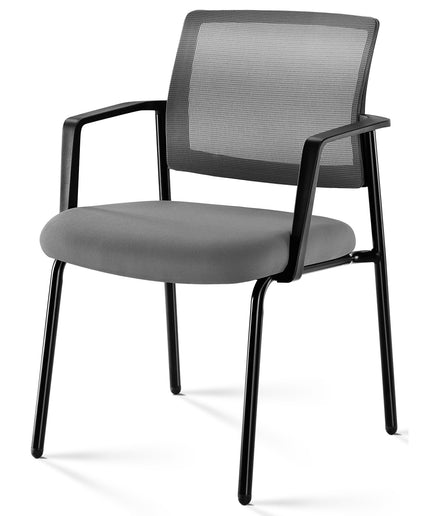 JONPONY Mesh Back Stacking Chairs with Armrests, Ergonomic Upholstered Fabric and Sturdy Metal Frame, Ideal for Office, Reception