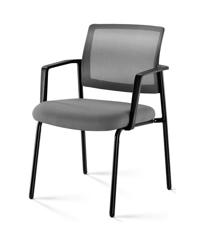 JONPONY Mesh Back Stacking Chairs with Armrests, Ergonomic Upholstered Fabric and Sturdy Metal Frame, Ideal for Office, Reception