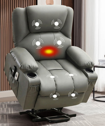 JONPONY Power Lift Recliner Chair Recliners for Elderly with Heat and Massage Recliner Chair for Living Room with Infinite Position and Side Pocket,USB Charge Port,Black