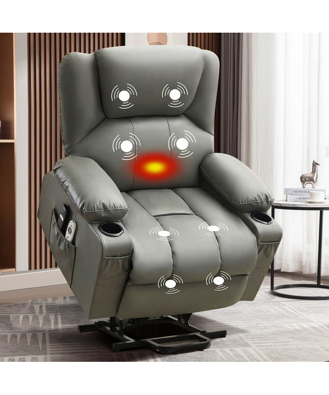 JONPONY Power Lift Recliner Chair Recliners for Elderly with Heat and Massage Recliner Chair for Living Room with Infinite Position and Side Pocket,USB Charge Port,Black