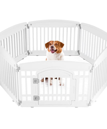 JONPONY Dog Playpen, Foldable Pet Pen with Door & Pet Safety Lock, Indoor/Outdoor Puppy Playpen, Customizable