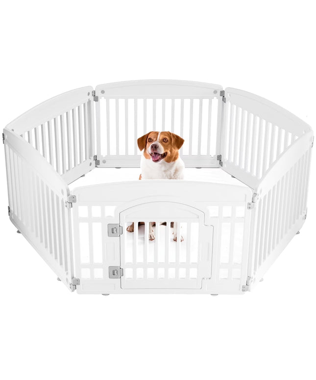 JONPONY Dog Playpen, Foldable Pet Pen with Door & Pet Safety Lock, Indoor/Outdoor Puppy Playpen, Customizable