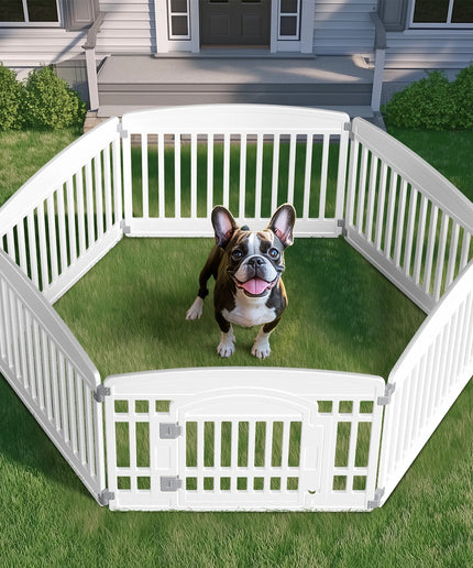 JONPONY Dog Playpen, Foldable Pet Pen with Door & Pet Safety Lock, Indoor/Outdoor Puppy Playpen, Customizable