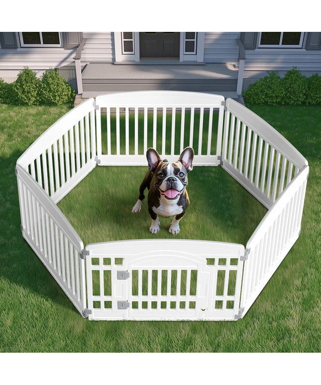 JONPONY Dog Playpen, Foldable Pet Pen with Door & Pet Safety Lock, Indoor/Outdoor Puppy Playpen, Customizable