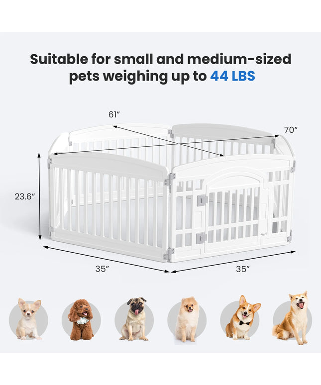 JONPONY Dog Playpen, Foldable Pet Pen with Door & Pet Safety Lock, Indoor/Outdoor Puppy Playpen, Customizable