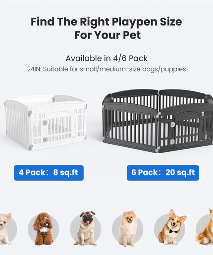 JONPONY Dog Playpen, Foldable Pet Pen with Door & Pet Safety Lock, Indoor/Outdoor Puppy Playpen, Customizable