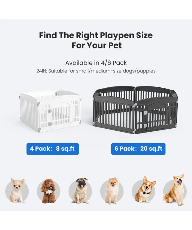 JONPONY Dog Playpen, Foldable Pet Pen with Door & Pet Safety Lock, Indoor/Outdoor Puppy Playpen, Customizable
