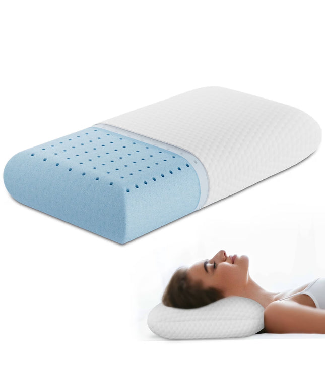 JONPONY Standard Size Memory Foam Pillows,Neck Pain Relief Pillows with Washable Cover and Breathable Mesh for Side, Back and Stomach Sleepers