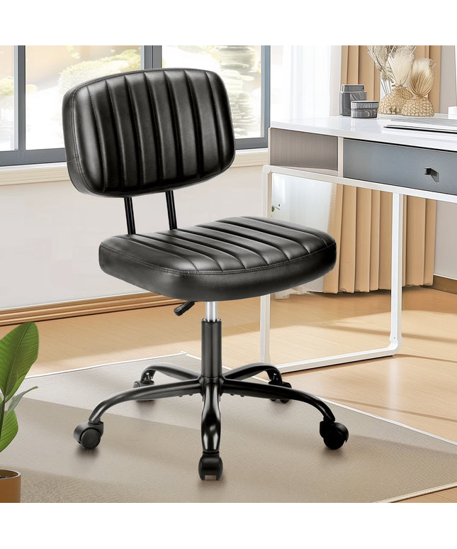 JONPONY Low Back Height Adjustment 360 Degree Rotation Office Desk Chair, Black