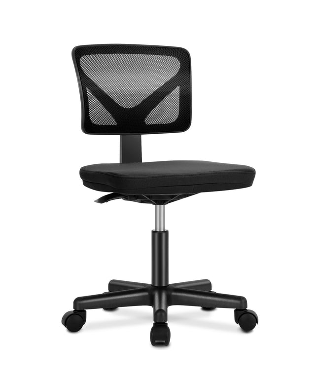 JONPONY Home Office Desk Chair, Armless Mesh Computer Chair for Small Space, Swivel Adjustable Low Back for Teens/Adults, Black