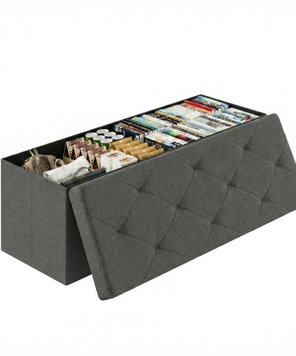 JONPONY Multi-functional 30 inch Folding Storage Ottoman Bench, End of Bed Foot Rest Stool with Padded Seat, Bedroom Bench for Living Room, Holds up to 660 Lbs, Grey