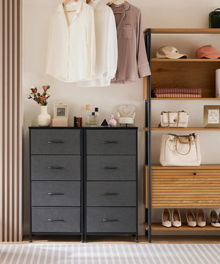 JONPONY 4 Drawer Fabric Dressers Cabinet, Ideal for Living Room & Bedroom Storage